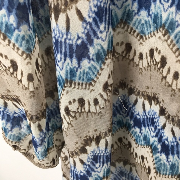 Sundance Women’s Silk Semi Sheer Boho Tunic Top Balloon Sleeve Blue Gray Blouse - Picture 5 of 13